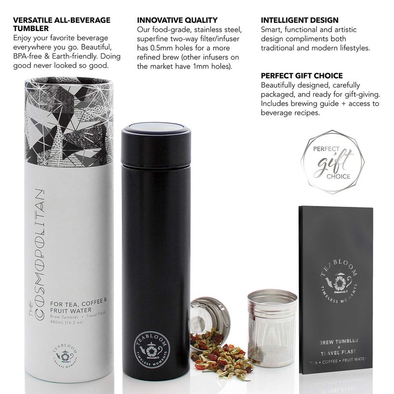 Teabloom - The ORIGINAL All-Brew Travel Tumbler & Thermos | OPRAHâ€™s Favorite | 16oz/480ml Insulated Water Bottle/Tea Flask/Cold Brew Coffee Mug - Image 4